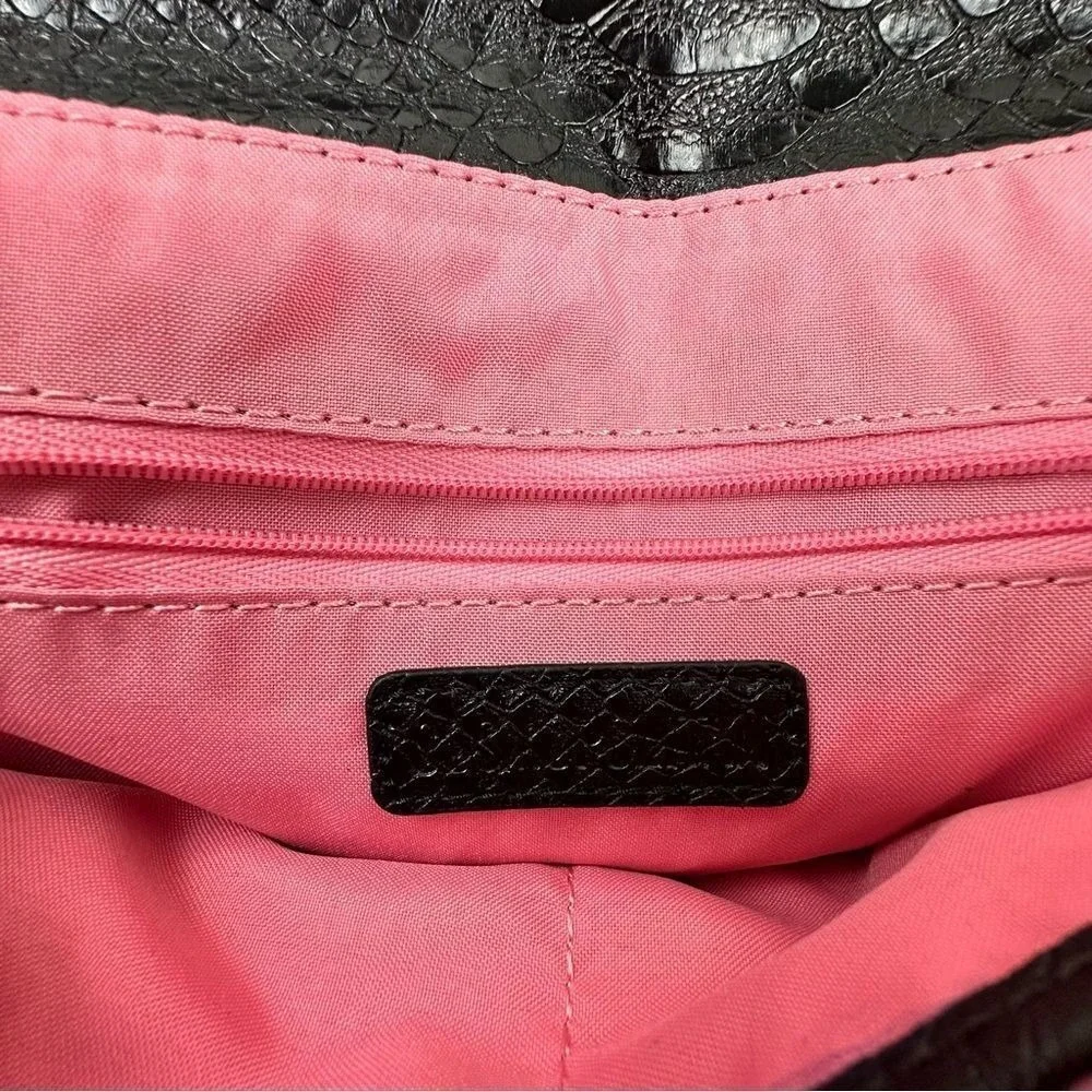 Snakeskin Print‎ Envelope Clutch Bag Black Pink Colorblock Gold Stud Accent